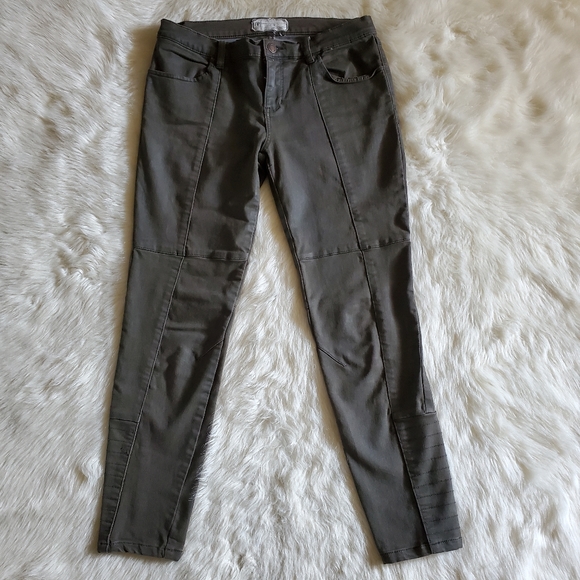 Free People Jillian Moto Seam Detail Skinny Jeans Olive Army Green Size 28 - Picture 5 of 13